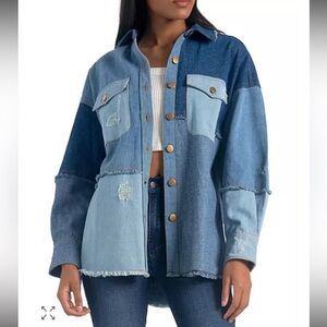 NWT Elan Blue Patchwork Denim Jacket size small